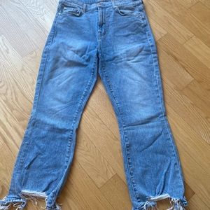 7 For All Mankind Highwaist Distress Bottom Jeans